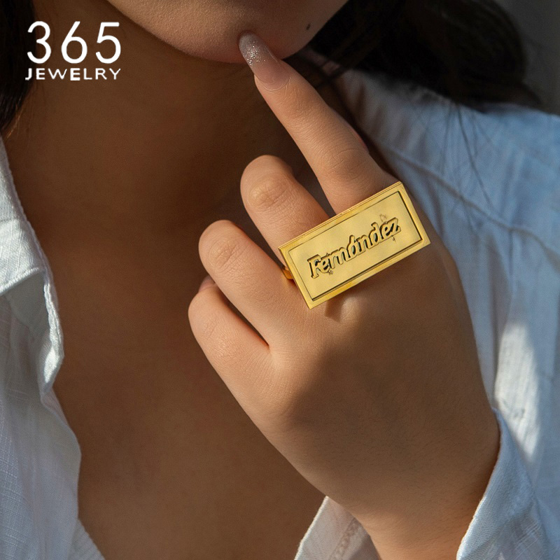 Initial Ring Custom - 맞춤형 이름 스테인레스 스틸 반지, 맞춤형