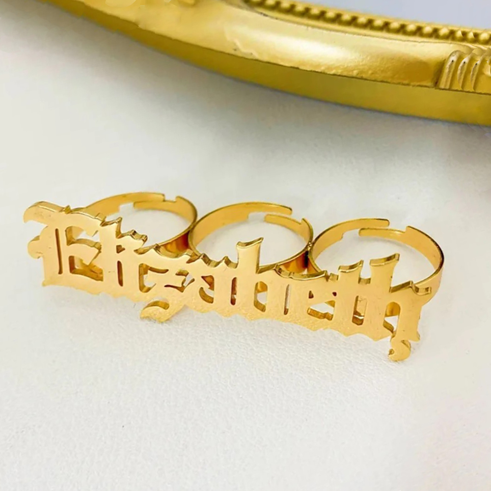 여성용 맞춤형 이름 반지, 너클 큰 3 손가락 반지,  - Initial Ring Custom 리뷰 및 가격