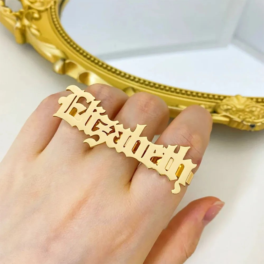여성용 맞춤형 이름 반지, 너클 큰 3 손가락 반지,  - Initial Ring Custom 리뷰 및 가격