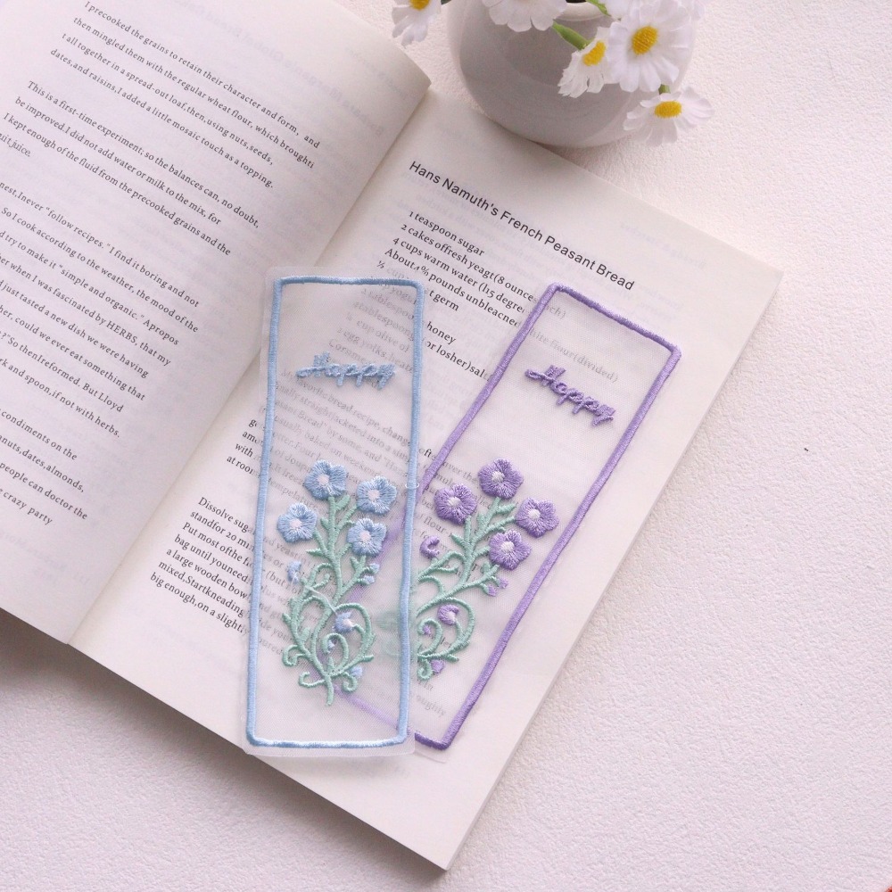 창의적인 투명 오간자 책갈피 꽃 자수 직사각형 책갈피 - Dried Flower Bookmark 리뷰 및 가격