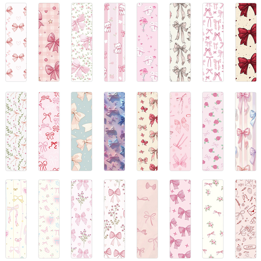 24개/세트 귀여운 리본 책갈피, 예쁜 핑크 체크무늬  - Dried Flower Bookmark 리뷰 및 가격