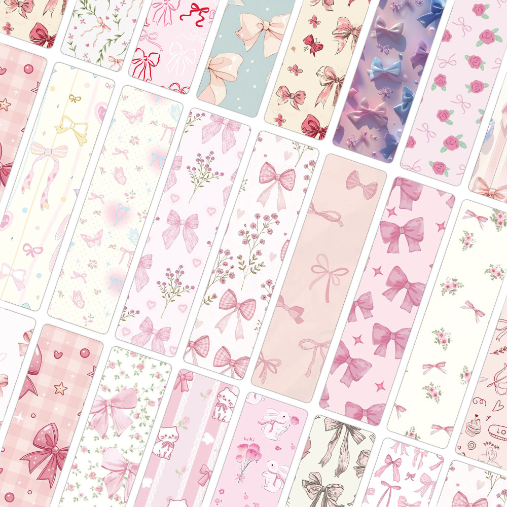 24개/세트 귀여운 리본 책갈피, 예쁜 핑크 체크무늬  - Dried Flower Bookmark 리뷰 및 가격