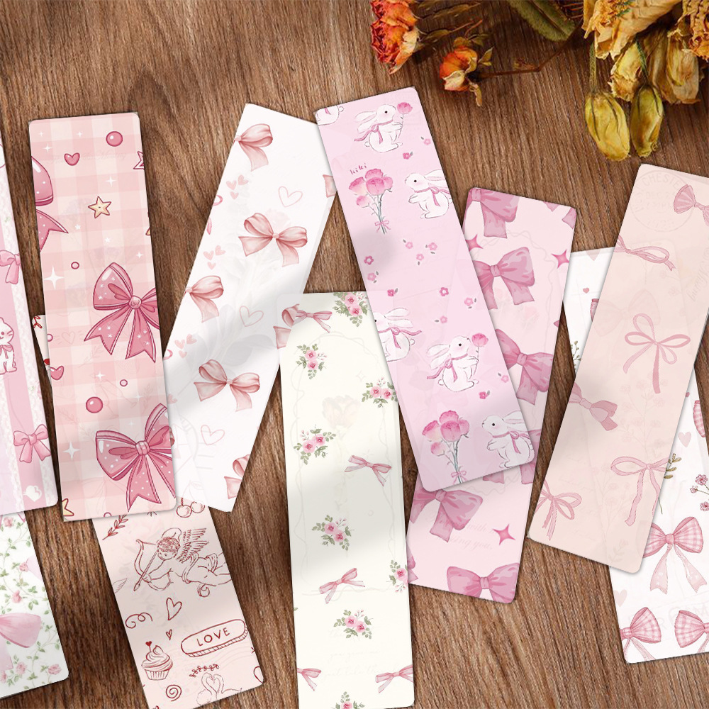 24개/세트 귀여운 리본 책갈피, 예쁜 핑크 체크무늬  - Dried Flower Bookmark 리뷰 및 가격