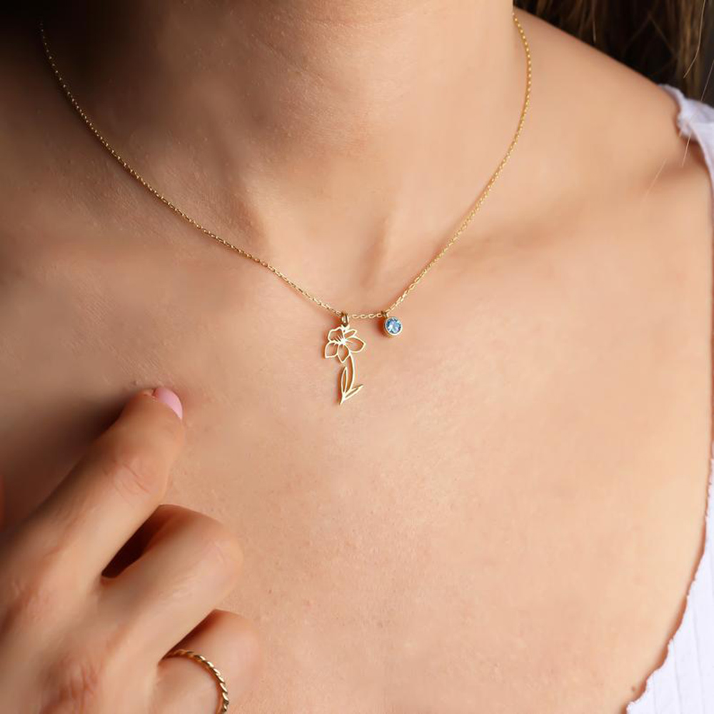 맞춤형 탄생석 스테인리스 스틸 펜던트 목걸이, 여성 생 - Birth Flower Necklace 리뷰 및 가격